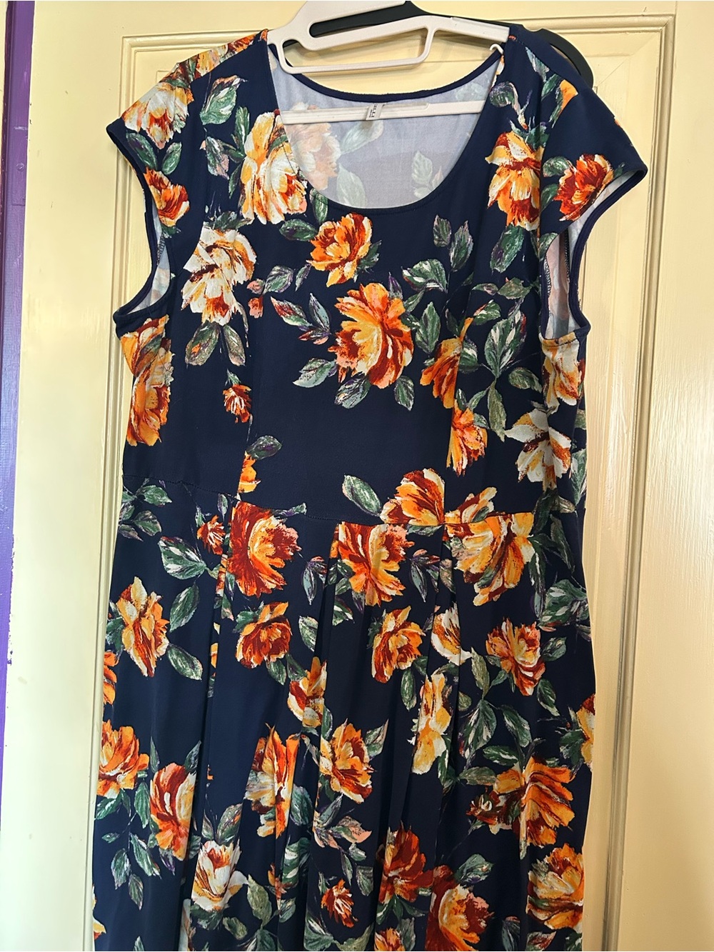 ModCloth Gilli Floral A-Line Dress with Orange Rose Print